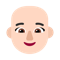 Woman- Light Skin Tone- Bald emoji on Microsoft